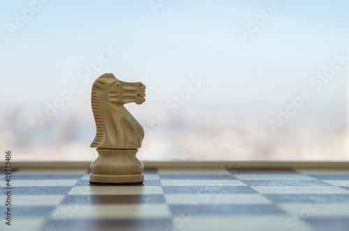 Knight chess piece. Business leader concept. copy space.