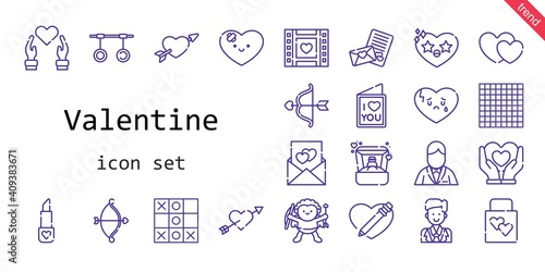 valentine icon set. line icon style. valentine related icons such as cupid, groom, rings, ring, wedding gift, tic tac toe, broken heart, hearts, love letter, lipstick, wedding video, heart,