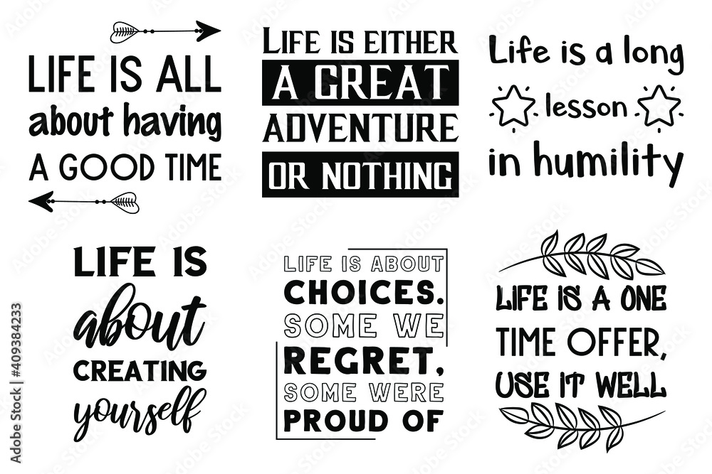 Fototapeta premium Set of Calligraphy saying for print. Motivation Inspiring Positive Vector Quotes for every day. Ready to post in social media, brochure, magazine.