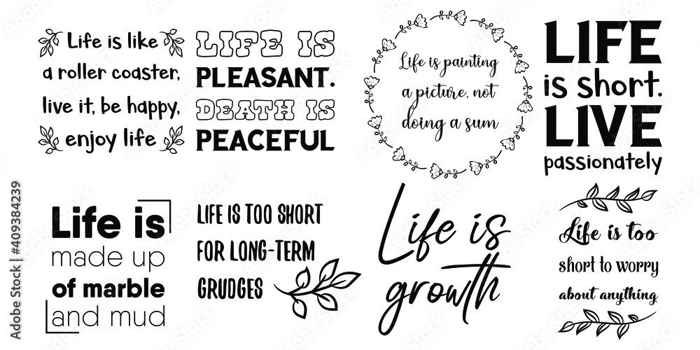 Fototapeta premium Set of Calligraphy saying for print. Motivation Inspiring Positive Vector Quotes for every day. Ready to post in social media, brochure, magazine.