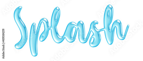 Splash, 3d rendering of a Word made with water