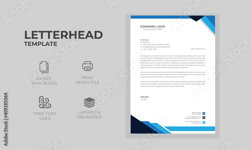 Professional Elegant Corporate Company Modern Letterhead Stationery Print Ready A4 Size Simple business letterhead design Free Vector
