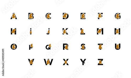 1 set of creative initial letters A to Z with abstract stallion logo horse vector concept.