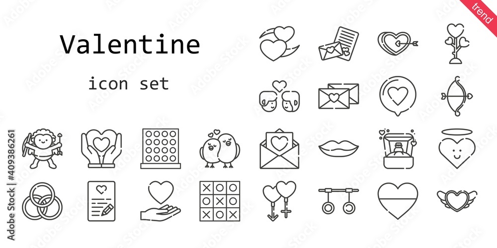 valentine icon set. line icon style. valentine related icons such as cupid, love, lips, couple, rings, ring, love birds, tic tac toe, love letter, heart,