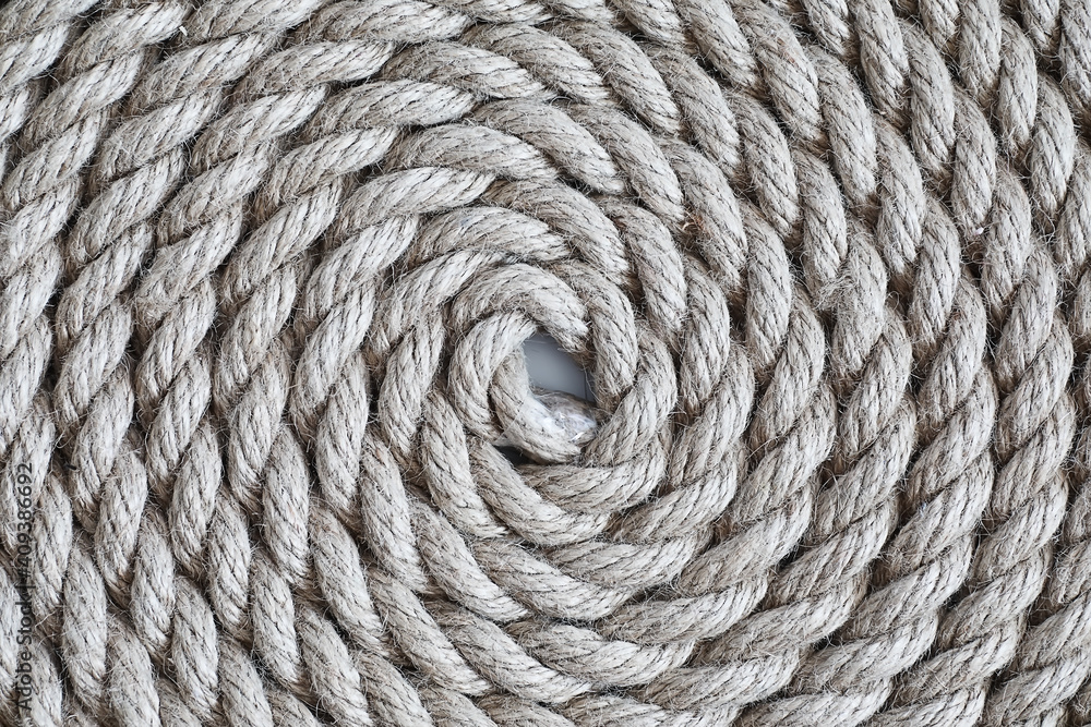 Braided thick rope tied in a skein. Hemp rope for decoration and