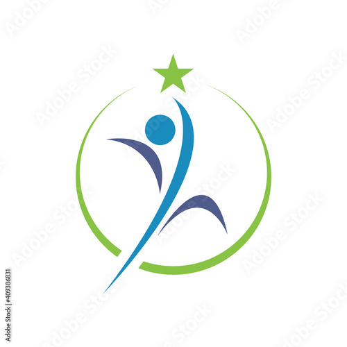 raising star logo symbol company icon design illustration