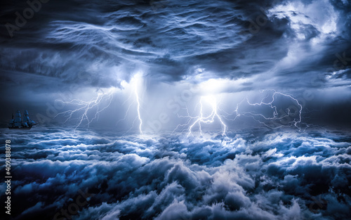 Fotografia storm over the sea