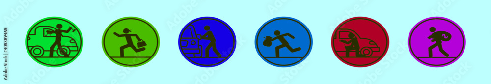 set of theft cartoon icon design template with various models. vector illustration isolated on blue background set of theft cartoon icon design template with various models. vector illustration isolated on blue background