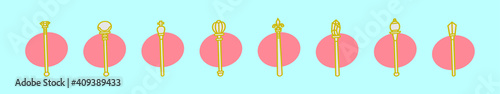 set of sceptre cartoon icon design template with various models. vector illustration isolated on blue background