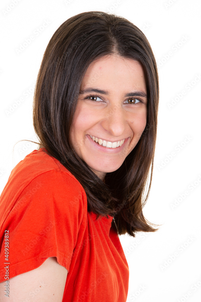 Natural beauty portrait of charming young woman cute smiling Natural beauty portrait of charming young woman cute smiling