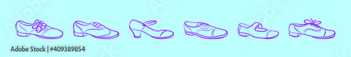 set of tap shoes cartoon icon design template with various models. vector illustration isolated on blue background
