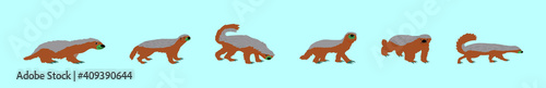 set of honey badger cartoon icon design template with various models. vector illustration isolated on blue background