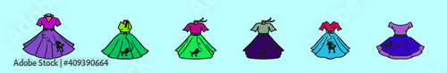 set of poodle skirt cartoon icon design template with various models. vector illustration isolated on blue background