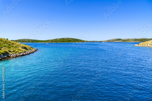 Coast of Croatia with islands in the sea. Vacation travel concept.