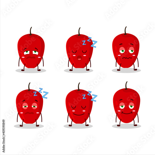 Cartoon character of tamarillo with sleepy expression
