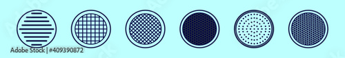 set of speaker grill cartoon icon design template with various models. vector illustration isolated on blue background