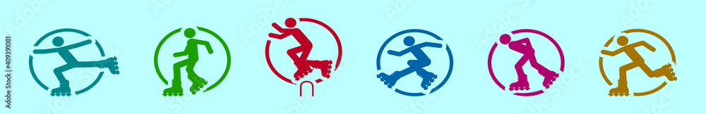 Obraz premium set of roller blade cartoon icon design template with various models. vector illustration isolated on blue background