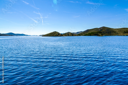 Landscape of Mediterranean Sea in Croatia with islands of Archipelago Kornati