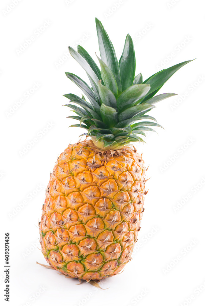 Fototapeta premium Ripe whole pineapple isolated on the white