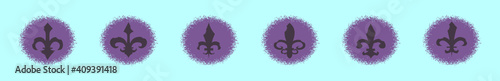 set of fleur de lis cartoon icon design template with various models. vector illustration isolated on blue background