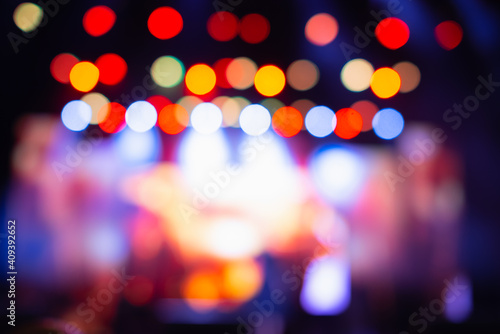 Light bokeh. Abstract blurred christmas background. Color circles in the lens blur zone. © salomonus_