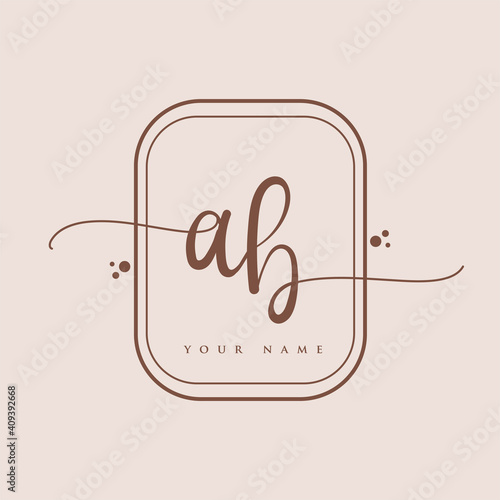 AB Initial handwriting logo. Hand lettering Initials logo branding, Feminine and luxury logo design isolated on elegant background.