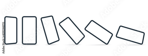 White mobile smartphone mockup with perspective views different angles views. Phone screens with a blank display on white background.