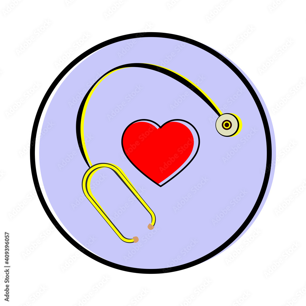 Stethoscope and heart. Stethoscope and heart icon on a white background. Stethoscope and heart. Stethoscope and heart icon on a white background.