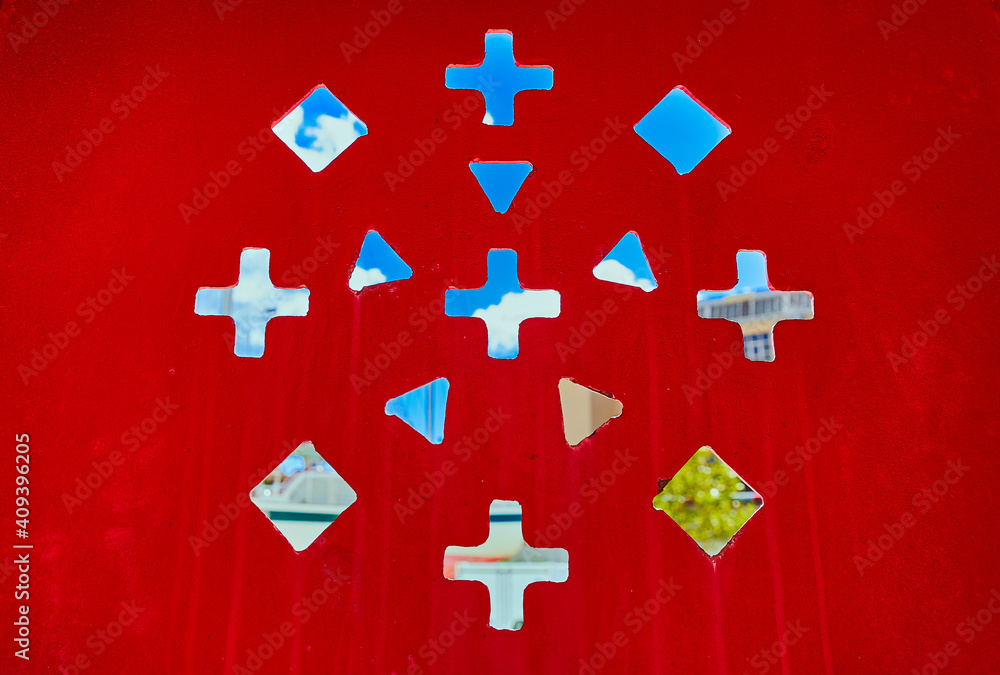 Fototapeta premium different shapes on a red background