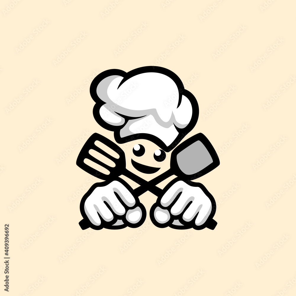 Simple Kitchen Chef Design Logo template, vector illustration 