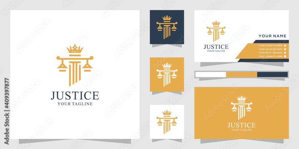 Fototapeta premium Law firm king logo and business card inspiration