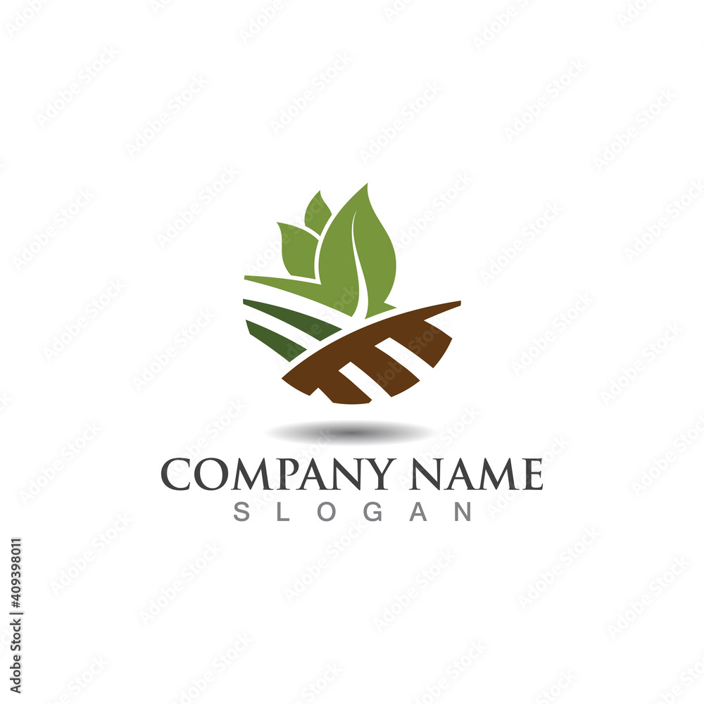 Farming ecology green nature logo design template, Agriculture icon Farming ecology green nature logo design template, Agriculture icon