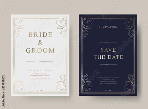 Luxury vintage golden vector invitation card template