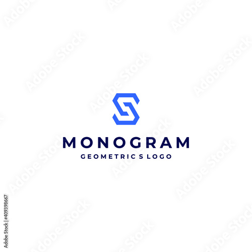 S geometric logo vector modern simple concepts with blue color