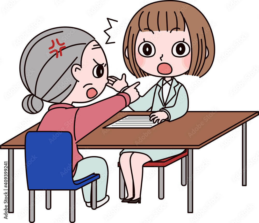 接客サービス、老人女性を案内する女性