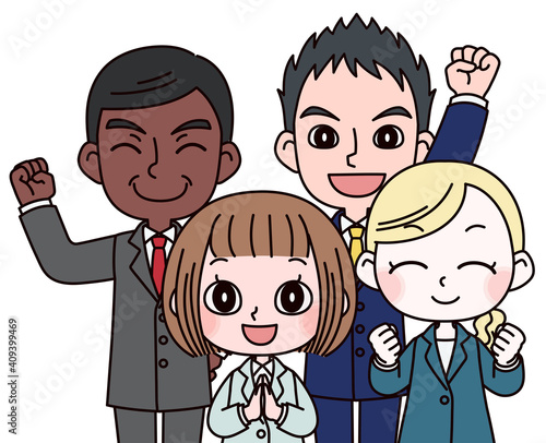 グローバルビジネス系イラスト　男女　多国籍