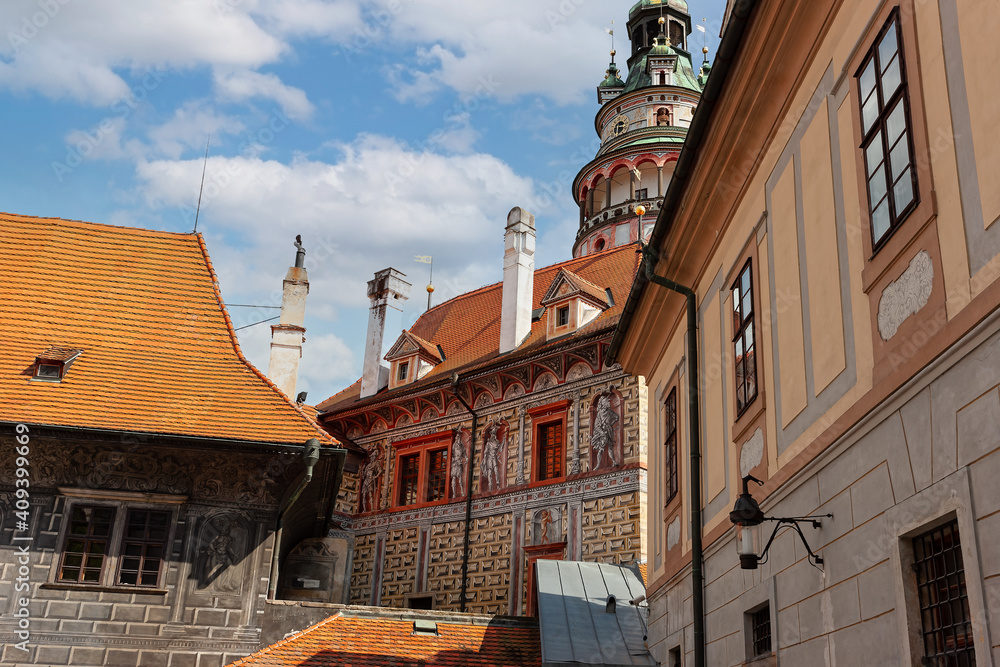The roof of Czesky Krumlov medieval city