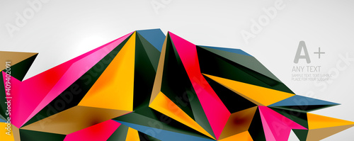 Vector triangle geometric backgrounds. Low poly 3d shape on light backdrop. Vector illustration for covers  banners  flyers and posters and other designs