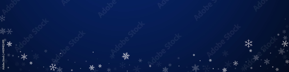 Sparse snowfall Christmas background. Subtle flyin