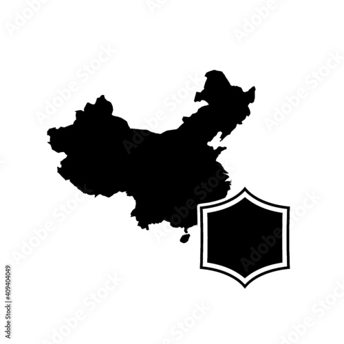 China on the map shield icon isolated on white background 