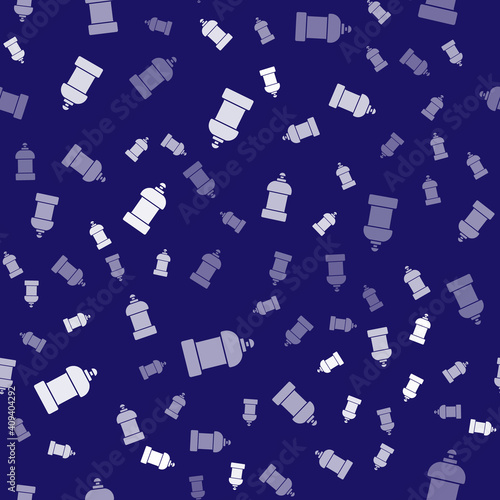 White Plastic bottle for laundry detergent, bleach, dishwashing liquid or another cleaning agent icon isolated seamless pattern on blue background. Vector.