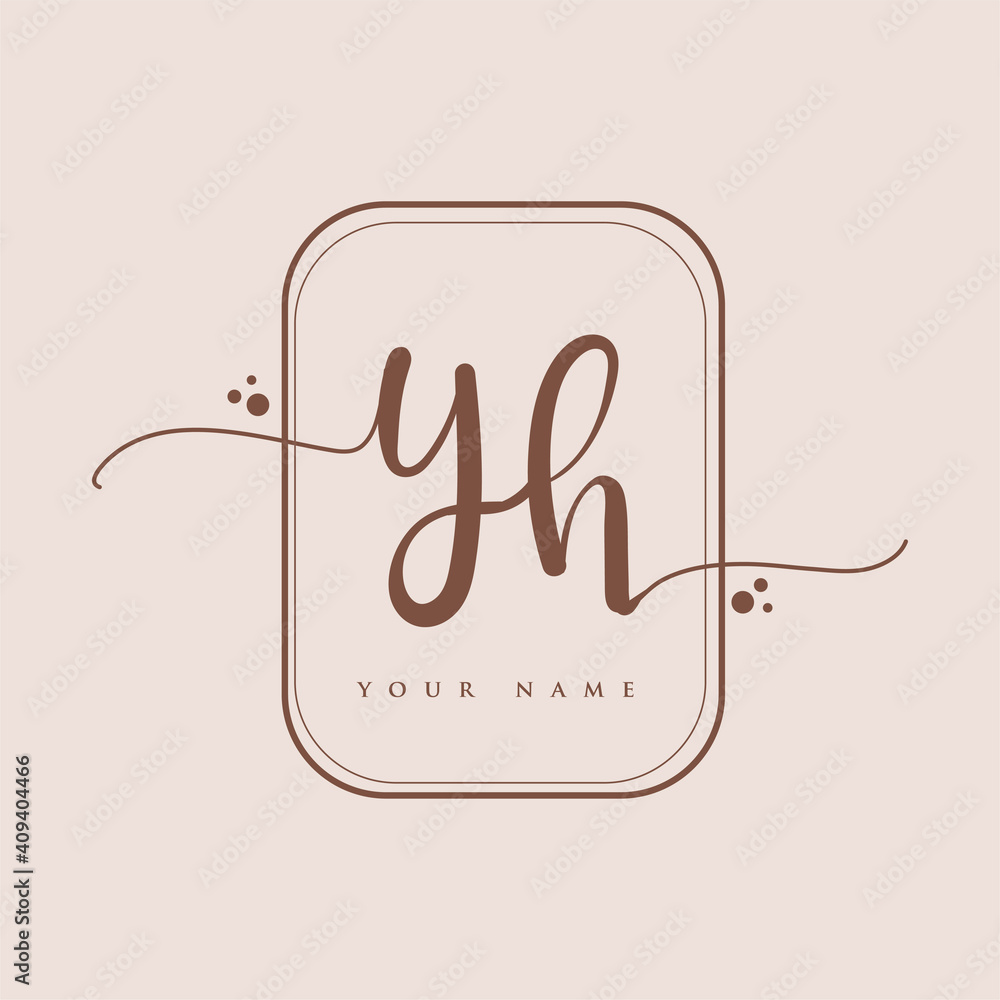 YH Initial handwriting logo. Hand lettering Initials logo branding ...
