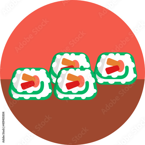 Japanese food icon.  Sushi icon. Vector illustration. 