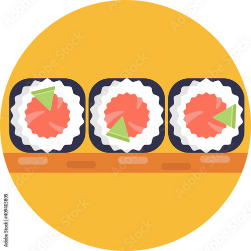 Japanese food icon.  Sushi icon. Vector illustration. 