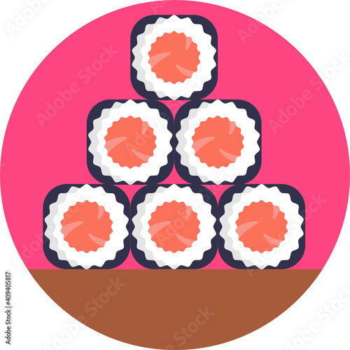 Japanese food icon.  Sushi icon. Vector illustration. 