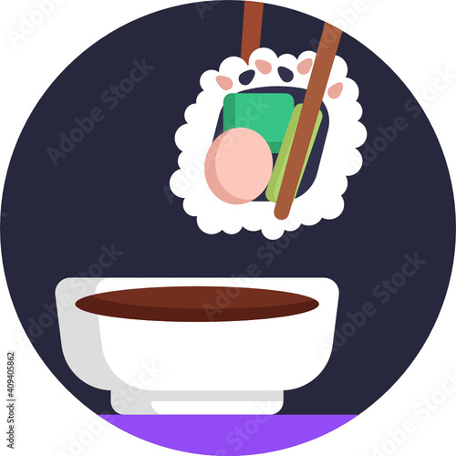 Japanese food icon.  Sushi icon. Vector illustration. 