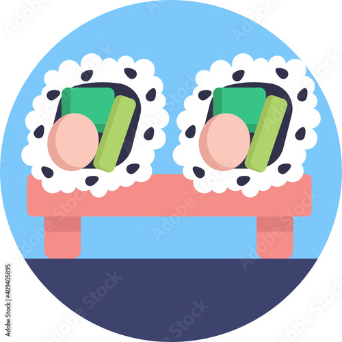 Japanese food icon.  Sushi icon. Vector illustration. 