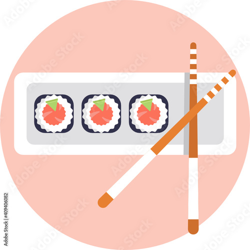 Japanese food icon.  Sushi icon. Vector illustration. 