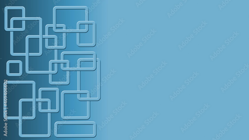 Modern design of graphic elements in blue color - rectangle frames arranged in ornament structure on background with gradient - space for your text - 3D Illustration Modern design of graphic elements in blue color - rectangle frames arranged in ornament structure on background with gradient - space for your text - 3D Illustration