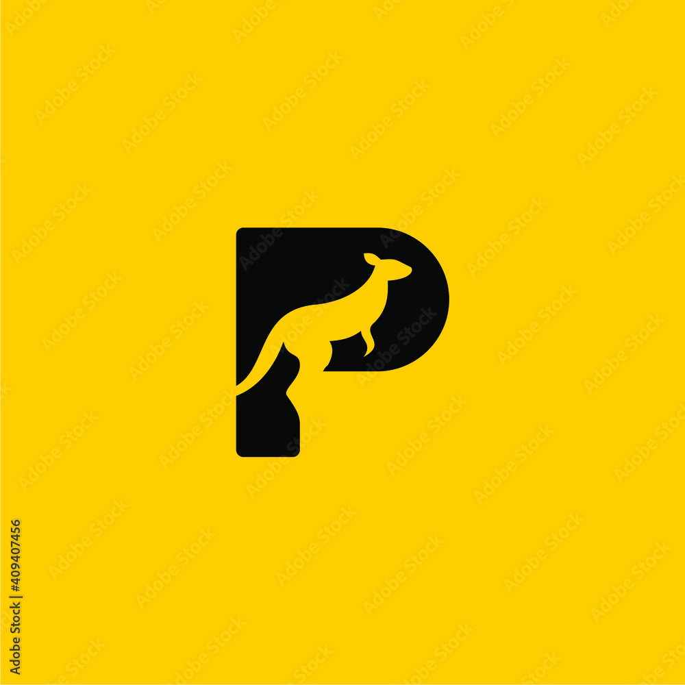 P kangaroo Australia logo design P kangaroo Australia logo design